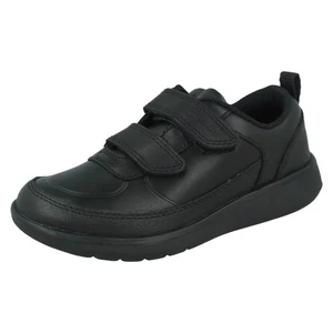 Boys Clarks Leather School Shoes Formal Hook & Loop Smart Casual Scape Flare K - Picture 1 of 9