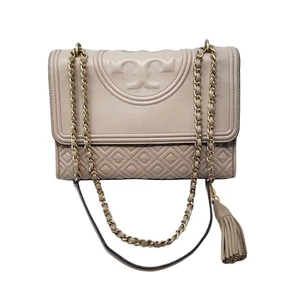 Bolso de Hombro Tory Burch Fleming Convertible Mediano Cuero Acolchado Beige Garza - Imagen 1 de 14
