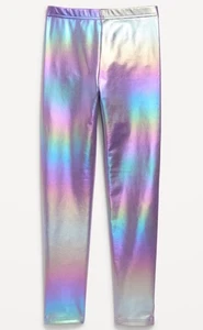 Old Navy Mädchen Stretch glänzende Foliendruck Leggings Einhorn grausam Small neu mit Etikett - Bild 1 von 1