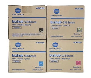 4 x Original Toner Konica Bizhub C35 C35P / DEVELOP Ineo +35 / TNP22 KCMY SET - Bild 1 von 1