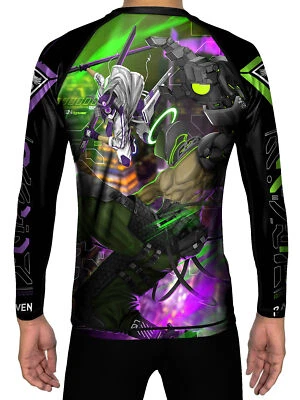 Raven Fightwear Men's Cyberpunk 3.0 Jiu Jitsu BJJ Rash Guard MMA Black  - Image 1 of 3