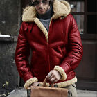 Slim Fit Men's Vintage Warm Hooded Coat Faux Suede Fleeced Cotton Jacket Outwear