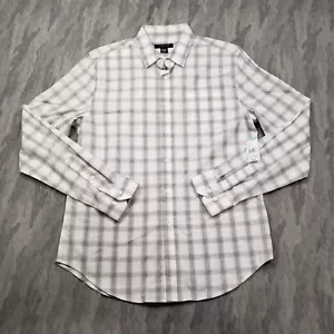 Structure Shirt Mens Medium Gray Checked Long Sleeve Button Up Slim Fit - Picture 1 of 11