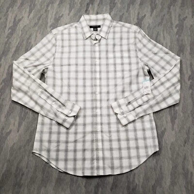 Structure Shirt Mens Medium Gray Checked Long Sleeve Button Up Slim Fit - Image 1 of 4