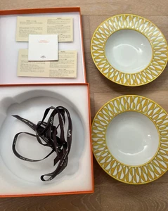 NEW HERMES SOLEIL D'HERMES PAIR Pasta Soup Plate with Box - Imagen 1 de 5