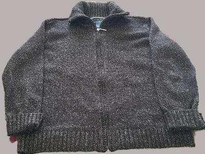 Karen Scott Black Zip Front Sweater Jacket Women’s XL Cowl Neck Warm N Cozy- EUC - Image 1 of 4