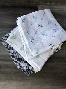 Aden + Anais Carters Boys Cotton Muslin Baby Wraps Blankets Striped Elephants - Picture 1 of 5