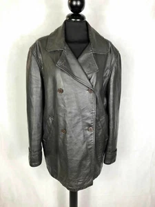 ARMANI VINTAGE '80 Giacca Giaccone Donna Pelle Leather Jacket Coat Sz.L - 46 - Imagen 1 de 6