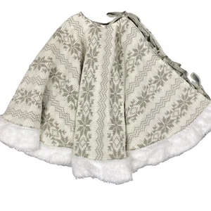 Wondershop 46" Christmas Tree Skirt Knit Fair Isle Velour Reversible Gray White - Picture 1 of 6