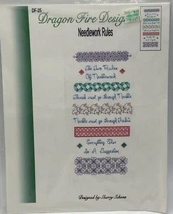Cross-Stitch Pattern "Needlework Rules" Dragon Fire Designs By Sherry Schone VTG - Picture 1 of 3