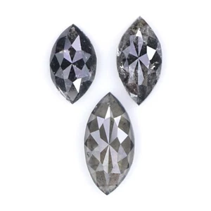 Natural Loose Marquise Diamond Black Grey Color 0.86 CT 5.70 MM Rose Cut KDL014 - Picture 1 of 8