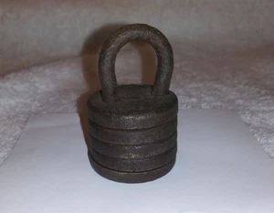 Antique Combination Barrel Padlock Lock, G&j Gem New York, primitive steel - Picture 1 of 7