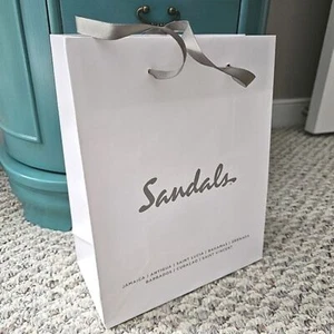 Sandalen/Strandes Resort weißes Papier Einkaufstasche Geschenktüte - 8" x 4" x 10" - Bild 1 von 14