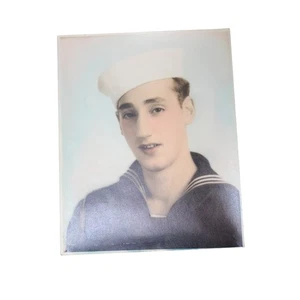 Antique US Navy Sailor Portrait Photograph 8x10 Hand Colored Picture - Picture 1 of 3