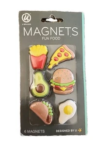 U Brands Fun Food 6pc Magnet Set Office Organization Refrigerator Decoration - Picture 1 of 4