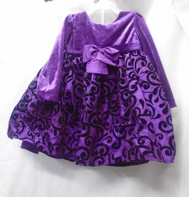 Vestido de fiesta Wonder Kids púrpura negro terciopelo talla 18mo brillante  Foto 1 de 4