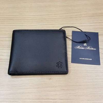 Cartera de cuero negra plegable Brooks Brothers $130 Foto 1 de 4