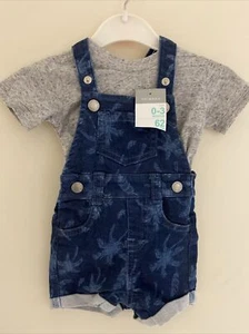 Baby Boy 0-3 Months BNWT Primark Supersoft Denim Dungaree 2 Piece Set - Imagen 1 de 4