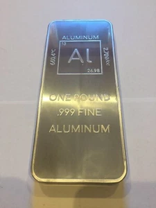 1 (One) Pound .999 Aluminum Bullion Bar By Unique Metals - Picture 1 of 5