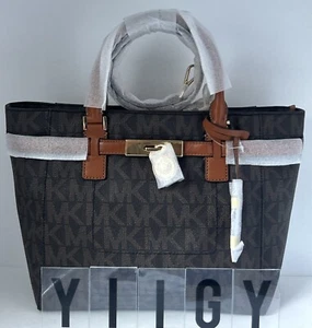 ๐ผ๐ฆ Michael Kors ๐ผ๐ฆ Signature Brown Gold Crossbody Handbag Tote Bag ๐ผ GB2 - Picture 1 of 14