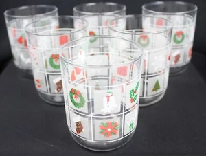 6 LIBBEY Weihnachtsbaum Doppel Steine Kühler Gläser Becher 14 Unzen Fenster Vintage - Bild 1 von 6