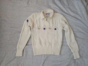 Vintage Currants Girls Size M 100% Acrylic Floral Sweater N3#4 - Picture 1 of 5