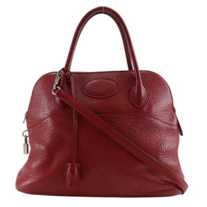 HERMES 2WAYShoulder Bolide31 Handbag Red/Silver Hardware Ardenne Women - Picture 1 of 12