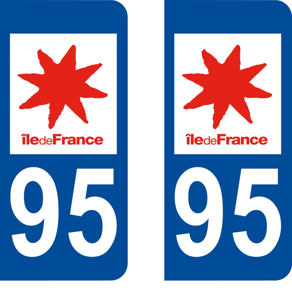 SAFIRMES Département 95 sticker 2 autocollants style immatriculation AUTO PLAQUE