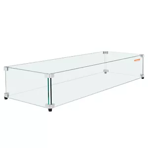 VEVOR Fire Pit Wind Guard Tempered Glass Flame Shield 748x340x165mm 8mm Thick - Picture 1 of 12