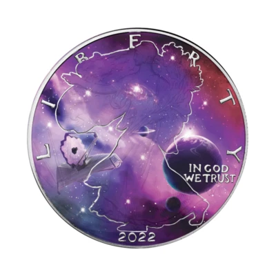 1$ Dollaro Glowing Galaxy Edizione IV American Argento Eagle USA 1 Once - Immagine 1 di 4