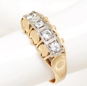 Alter Art Déco Damenring 14 Karat 585 Gold Gelbgold weiße Saphire 2,55 g Gr. 52 - Picture 1 of 4