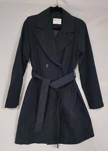 Essentials Women's Relaxed-Fit Water-Resistant Belted Trench Coat, Navy, Small