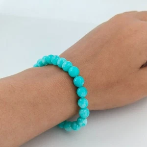 Himmelblau Edelstein Perlen handgefertigt dehnbar heilendes Armband Länge 7,0 Zoll - Bild 1 von 16