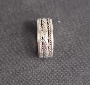 Vintage Sterling Silber 925 Ring gedrehtes Seil Design Ehering Stil Größe P - Bild 1 von 4