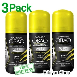 3 Pack Garnier OBAO Mens WILD Deodorant Antiperspirant Roll On Odor Care 🇲🇽 - Picture 1 of 3