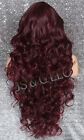 Human Hair Blend Lace Front Wig Curly Long Burgundy Mix Heat Ok Mono Part Rbpr