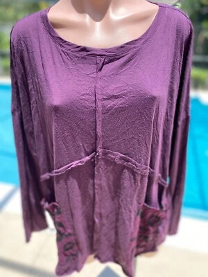 Top túnica Chalet et ceci bambú poli para mujer talla M bolsillos medianos púrpura Foto 1 de 4