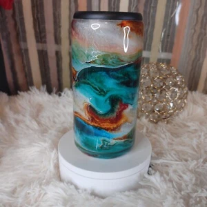 Handcrafted Skinny Can Cooler Drink Holder Sleeve Stainless Steel 12oz - Picture 1 of 6