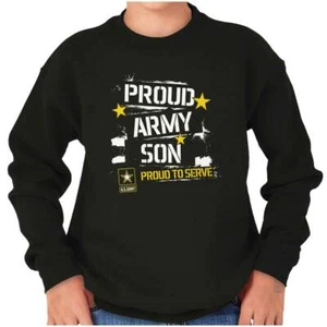 Serve US Army Star Logo Proud Military Son Youth Boys Fleece Crew Sweatshirts - Picture 1 of 8