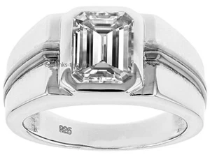 Moissanite Gemstone with 925 sterling Silver Ring Ring For Men's #9863 - Picture 1 of 4