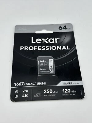 64GB Lexar Professional 1667x UHS-II SDXC Memory Card - Image 1 of 2