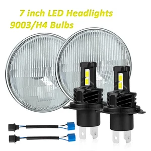 Pair 7" inch Round LED Headlights H4 High/Low Beam For Ford Mustang 1965-1973 - Picture 1 of 17