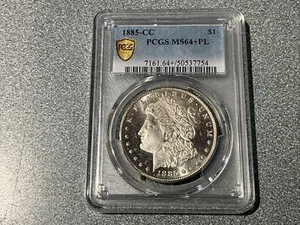 1885 CC Morgan Silver Dollar PCGS MS64+PL PCGS Gold Shield 7161.64+/50537754 - Bild 1 von 4
