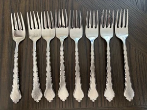 8 Forks Salad dessert 6-7/8" Oneida Community Stainless CELLO Burnished Flatware - Picture 1 of 8