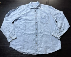 32 Bar Blues Herren Gr. L Leinenmischung blau Knopfleiste Hemd, Freizeit Hipster - Bild 1 von 4