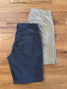 (2) Travis Mathew Mens Shorts Set Size 36 Performance Golf Gray Beige/khaki - Picture 1 of 14