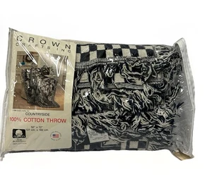 Vintage 1990 Crown Crafts Countryside Cotton Throw Blanket 50x72 USA Farmhouse - Picture 1 of 8