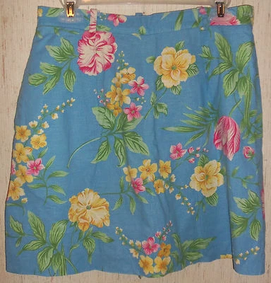 EXCELENTE PANTALÓN CORTO MUJER TEHAMA Nancy Haley AZUL CON ESTAMPADO FLORAL HAWAIANO TALLA 8 Foto 1 de 3