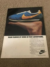 Vintage 1970s NIKE WAFFLE RUNNING SHOES Poster Print Ad WORD OF FOOT ADVERTISING
