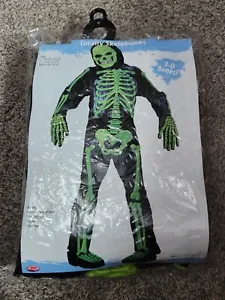 Green Skeleton Costume Totally Skelbones Kids Large 12-14 Fun World H2 - Picture 1 of 4